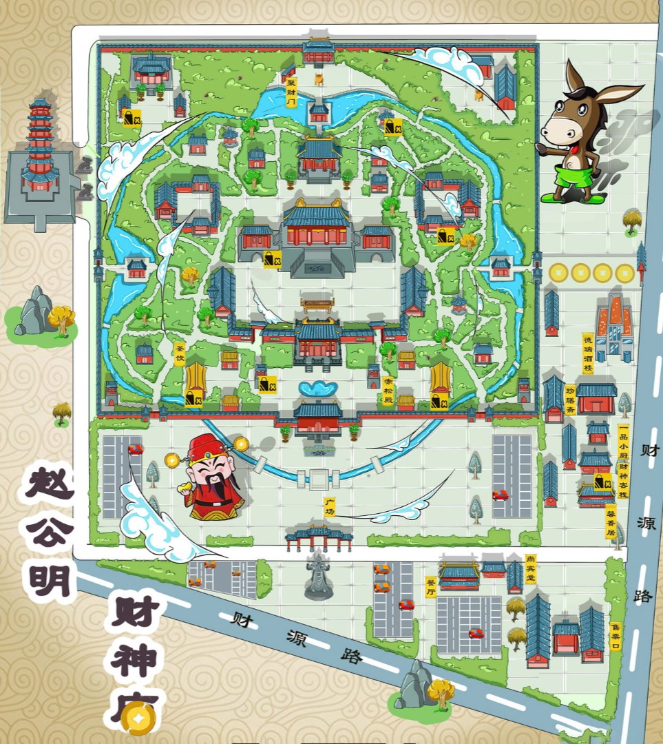 鹿邑寺庙类手绘地图